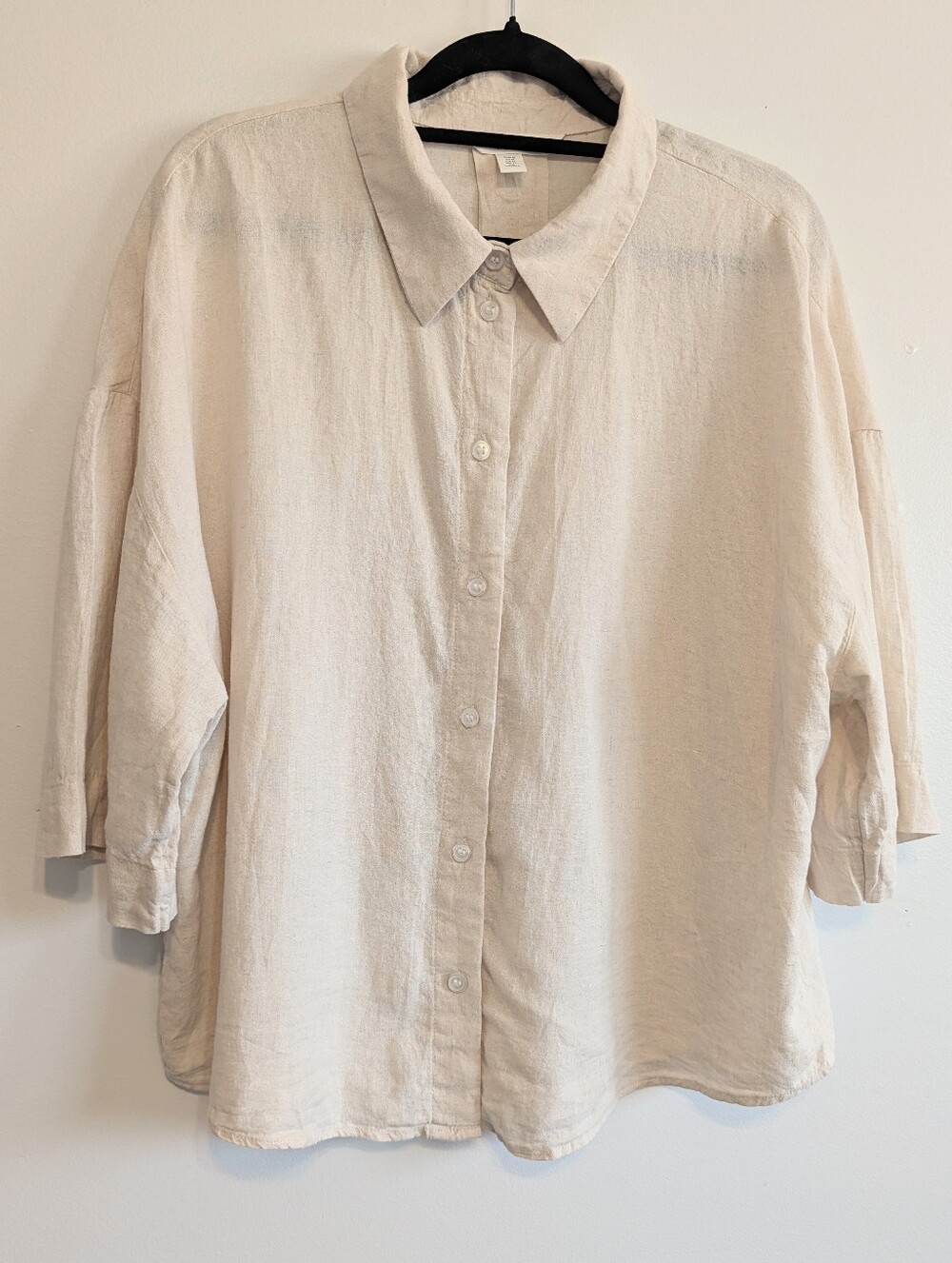 H&M Linen Blend Top in Natural Beige